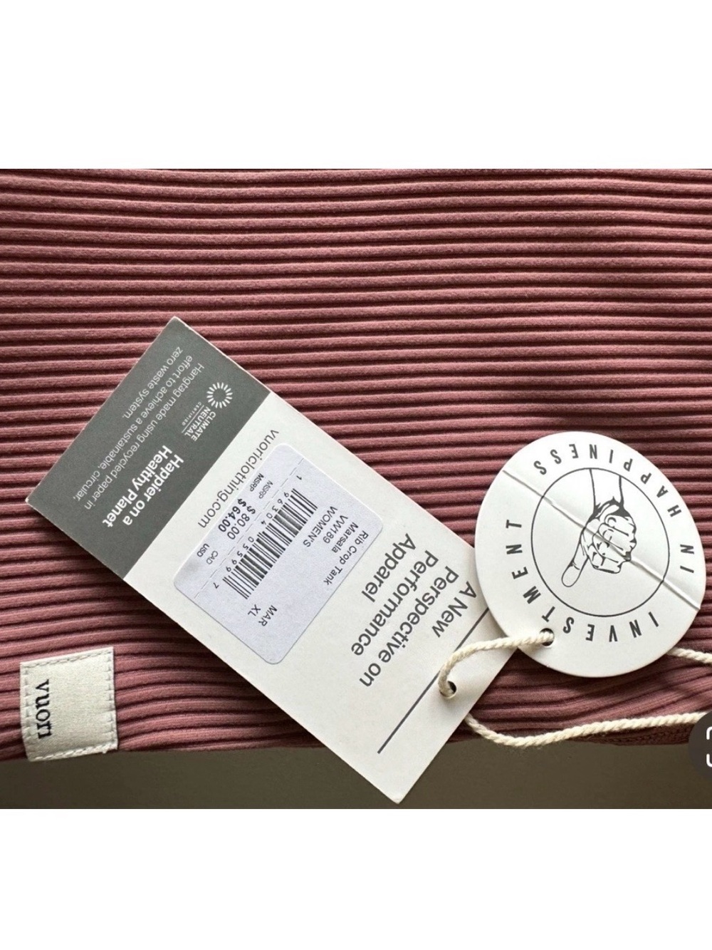 Vuori Ribbed Crossback Camisole in Dusty Rose - Picture 3 of 8